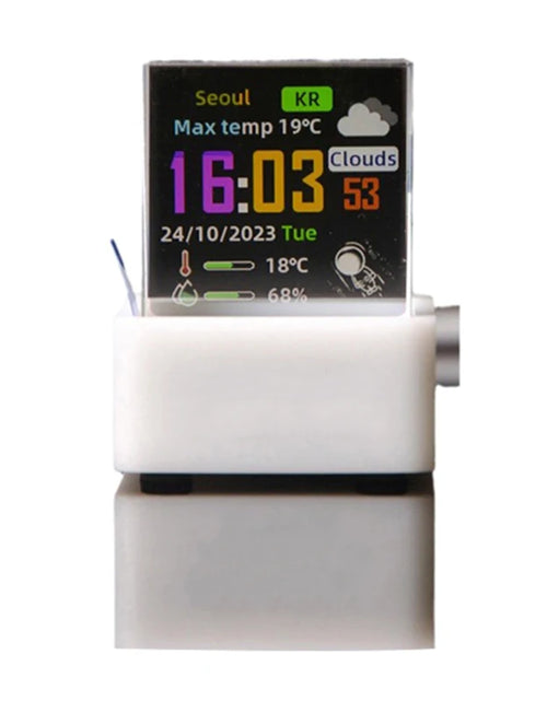 Load image into Gallery viewer, Crystal Cube Photo Display Holographic Desktop Smart Weather Station Digital Clock with GIF Animations Album
