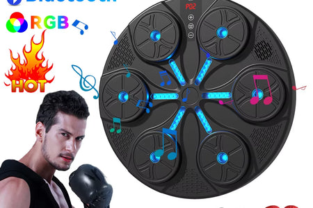 Music Boxing Machine Boxing Reaction Wall Target Type C USB Charging Music Boxing Puncher Adjustable with Gloves for Kids Adults