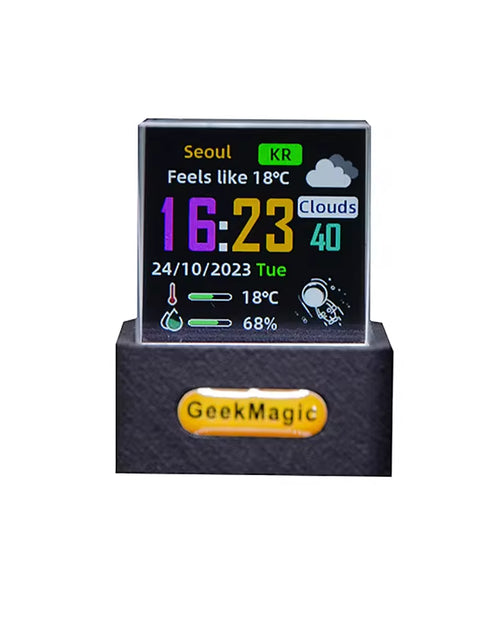 Load image into Gallery viewer, Crystal Cube Photo Display Holographic Desktop Smart Weather Station Digital Clock with GIF Animations Album
