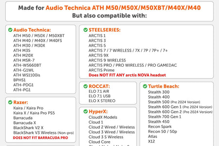 Wicked Cushions Velour Replacement Earpads for ATH M50X - Compatible with ATH M40X / M50XBT / Hyperx Cloud 1 & 2 / Steelseries Arctis 3/5 / 7 / 9X & Pro/Stealth 600 & More (Black)