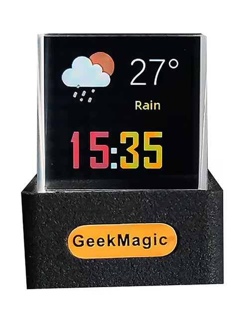 Load image into Gallery viewer, Crystal Cube Photo Display Holographic Desktop Smart Weather Station Digital Clock with GIF Animations Album

