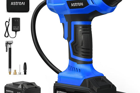 Cordless Tire Inflator Air Compressor 20V Rechargeable Battery Powered 160PSI Portable Handheld Air Pump with 12V Car Power Adapter Digital Pressure Gauge for Cars Motorcycles JY16P160-18（C2）