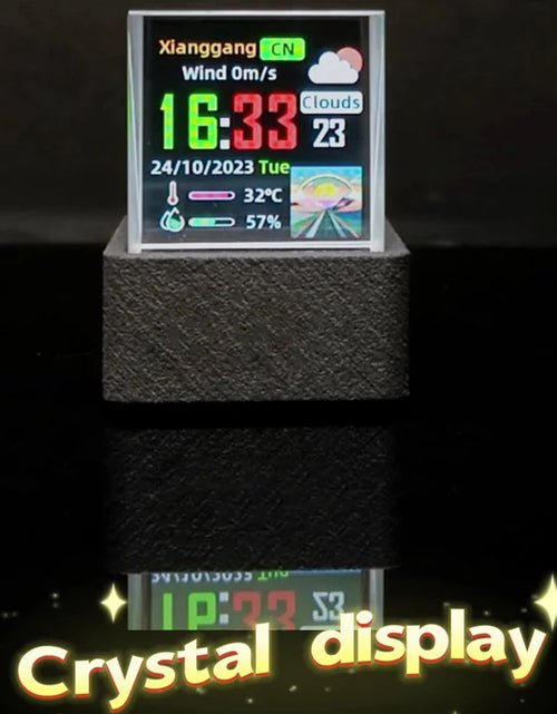 Load image into Gallery viewer, Crystal Cube Photo Display Holographic Desktop Smart Weather Station Digital Clock with GIF Animations Album
